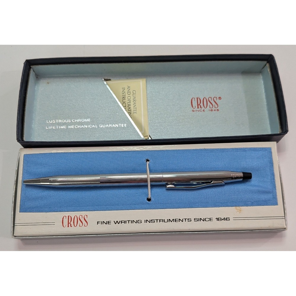 Cross Ballpoint Pen Unisex OS Silver Excellent Lustrous Chrome Vintage Boxed